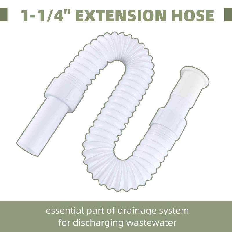 Angle Simple Drain Hose Extension, Plastic Bathroom Sink Drain Pipe Extender, Flexible Sink Pipe, 1 1/4" OD, Length of 15 3/4" to 32 1/16" - Image 3